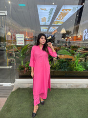 Fuchsia Glow (Pink Long-Shirt with Pant-2PC)