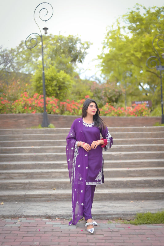Purple Grace (3pc- Embroidered) luxury collection