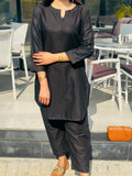 Midnight Elegance (Black Self Print Jacquard - 2-Piece)