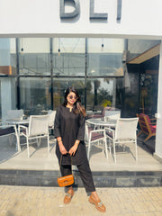 Midnight Elegance (Black Self Print Jacquard - 2-Piece)